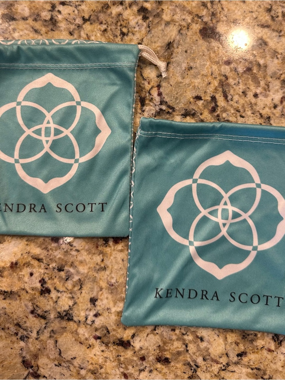 Kendra Scott Teal and White Logo Jewelry Pouches - Set of 2